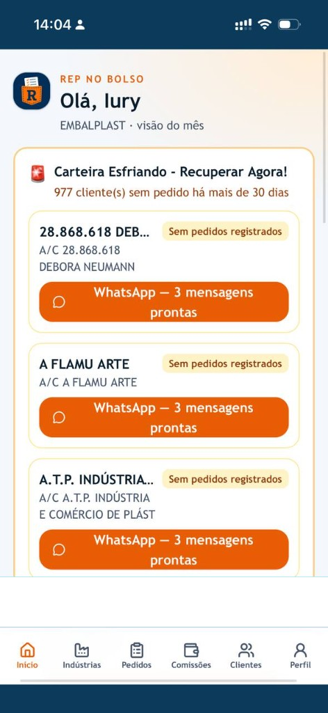 Início — carteira esfriando no RepNoBolso